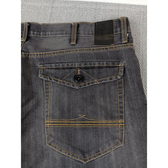 Sean John Clayton Jeans Mens 41X32 Charcoal Fade Slim Straight Fit Flaps Street - Picture 8 of 13